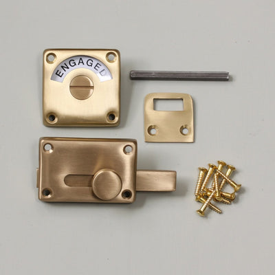Variant of Components of Vacant Engaged Lock in Satin Brass.