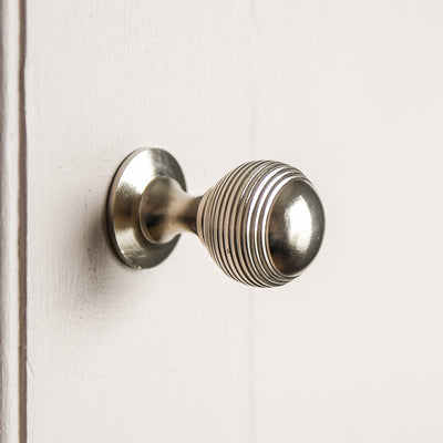 Solid brass Reeded Beehive Cabinet Knob in Satin Nickel finish.