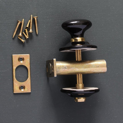 Black Ceramic Bathroom Thumbturn with Brass Fixings and Internal Mechanism