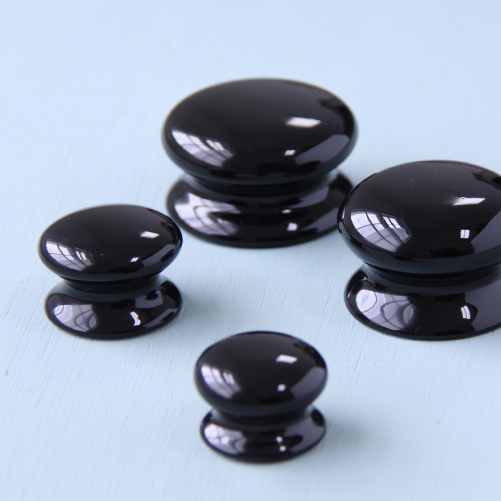 Black Ceramic Cabinet Knobs in Small, Medium, Large and Extra Large