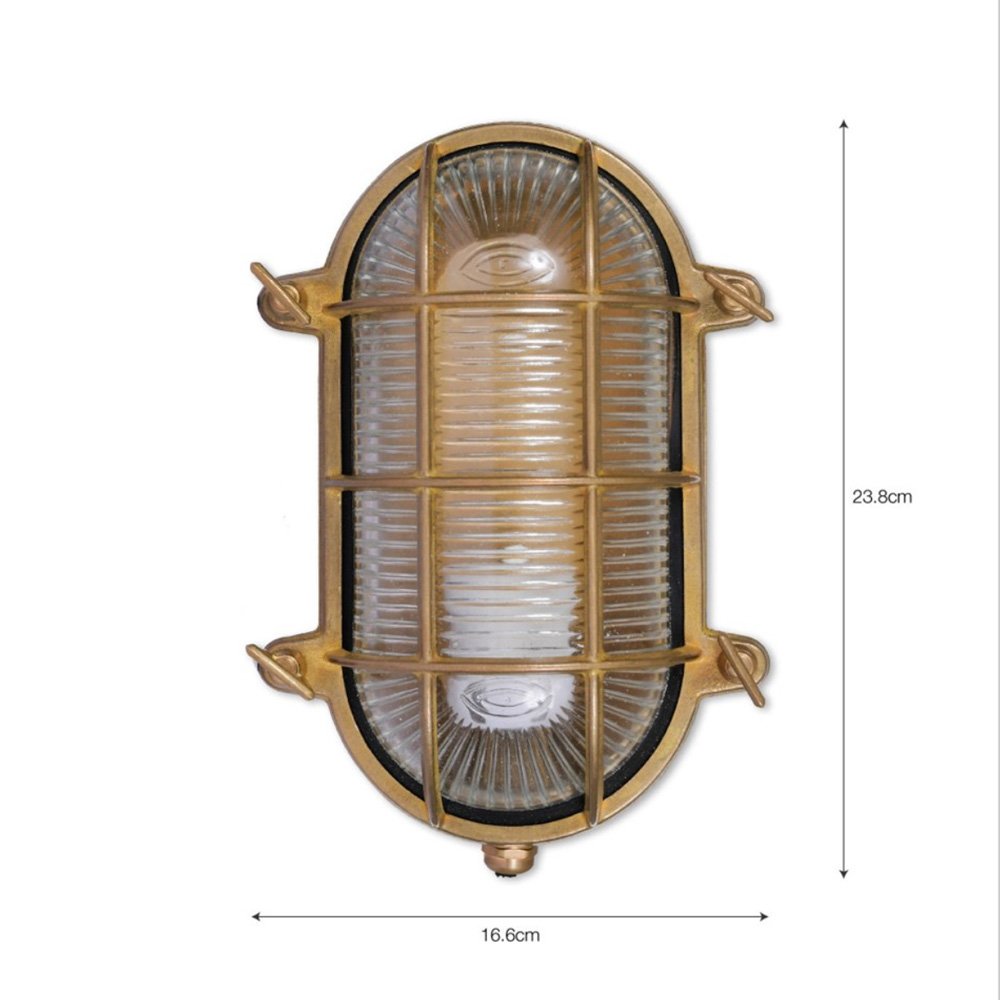 Image with measurements of brass bulk head light