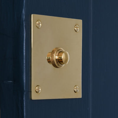 Alternate angle of Square Bell Push in Polished Brass