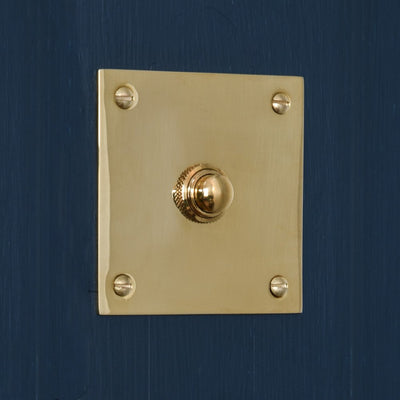 Square Bell Push in Polished Brass.