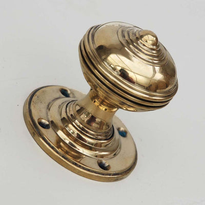 Brass Georgian Style Door Knobs with Reeded Detailing