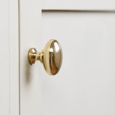 Brass oval cabinet knob without backplate