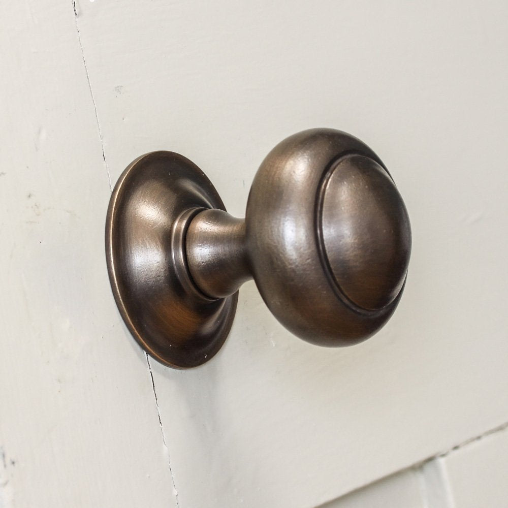 Solid brass Round 3 inch Door Pull in Distressed Antique finish.
