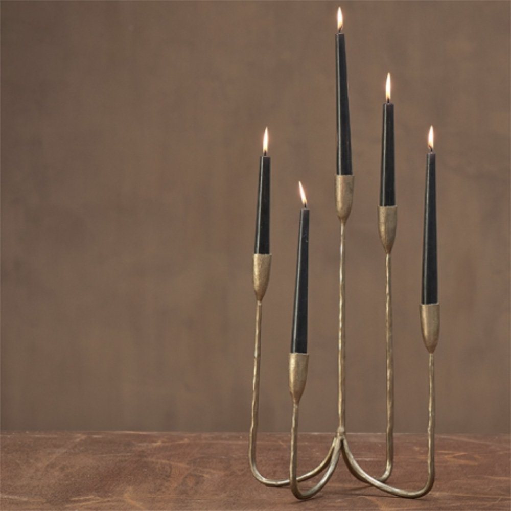 Antique Brass Cluster Candelabra with Five Candle Holders