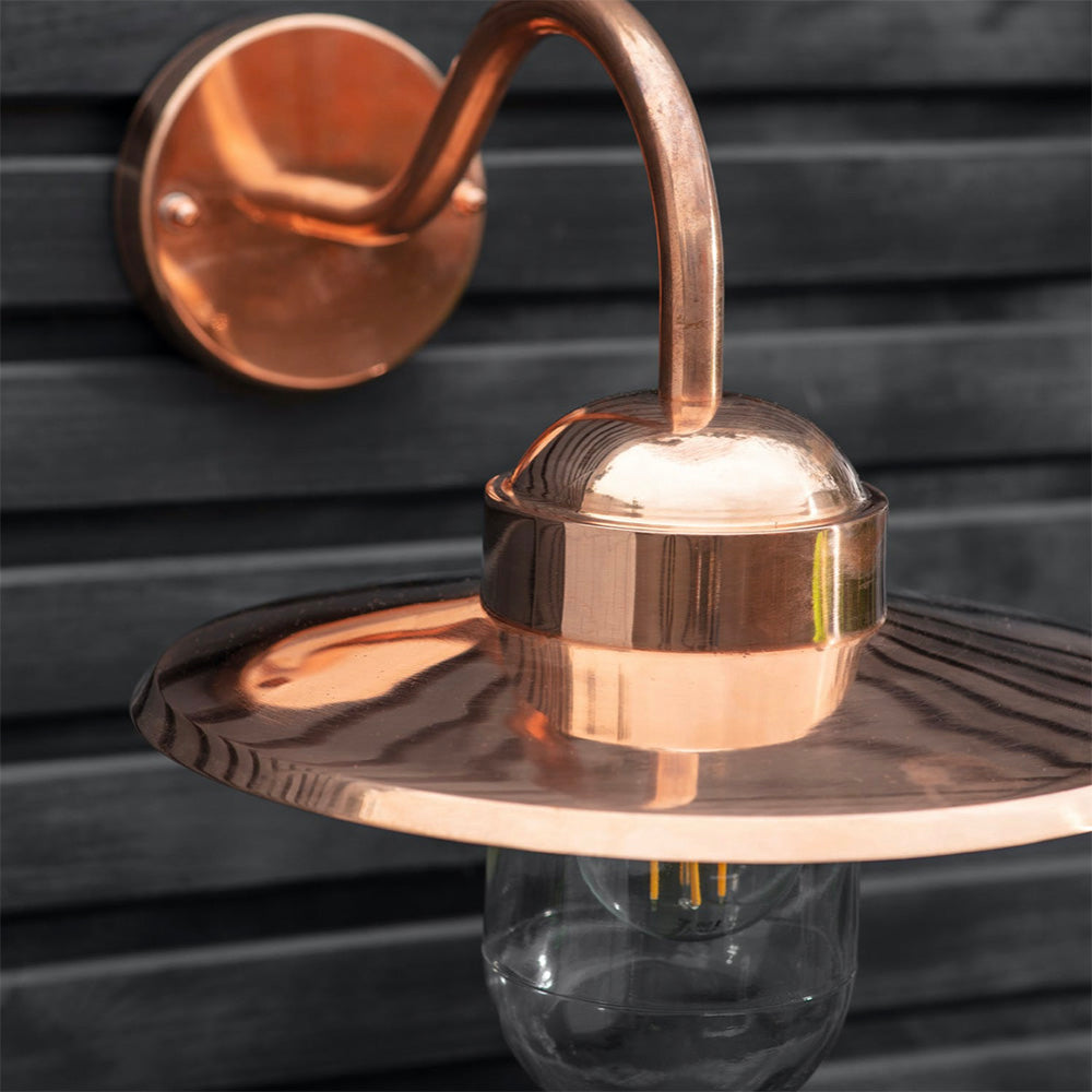 Close up of copper wall light