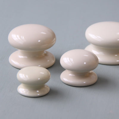 Cream Ceramic Cabinet Knobs in Small, Medium, Large and Extra Large