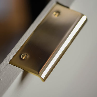 Screw Fixings of Curved Cabinet Edge Pull in Polished Brass