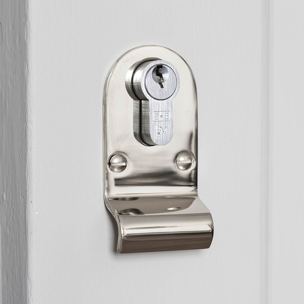Solid brass Euro Latch Pull with polished nickel finish.