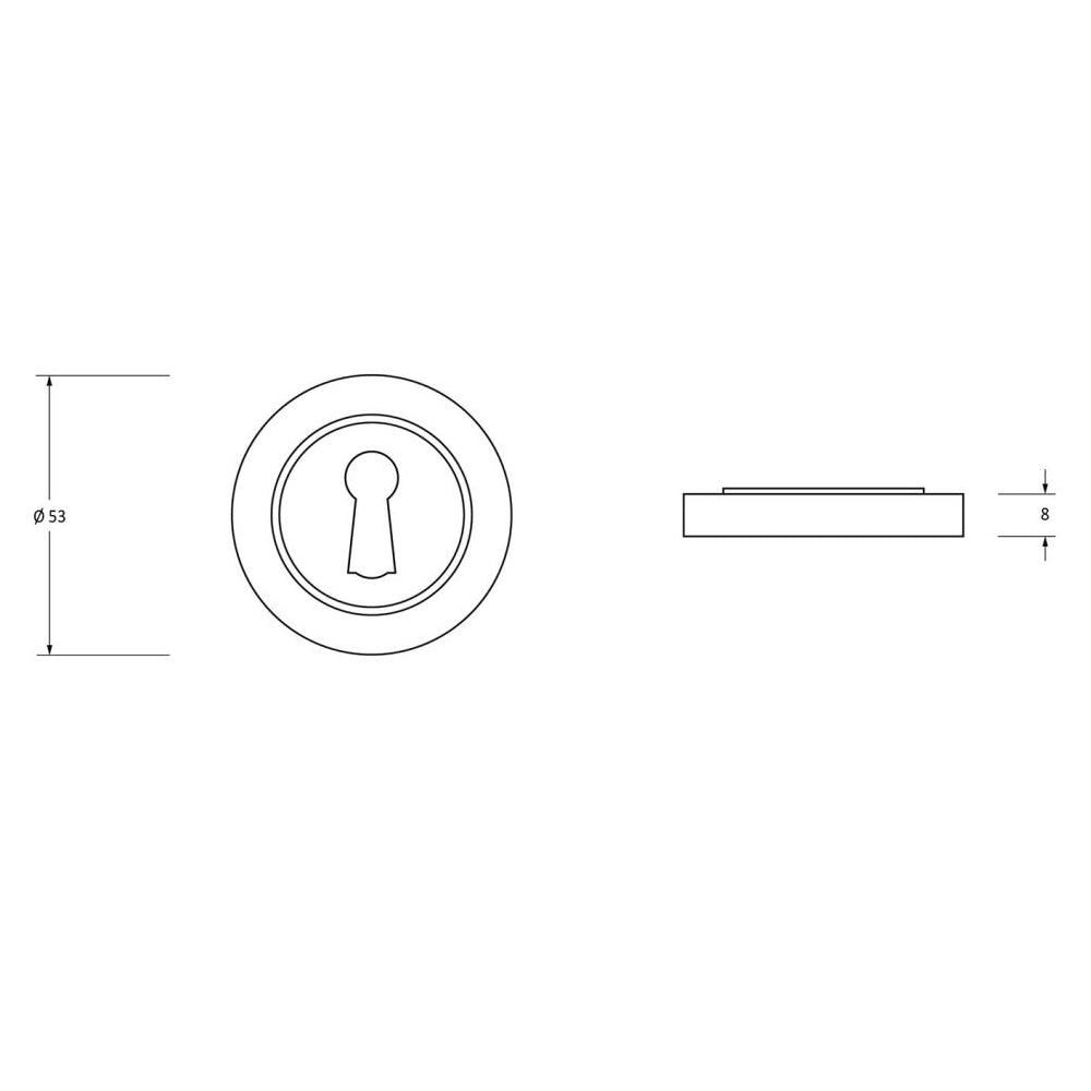 Polished Stainless Steel Concealed Round Escutcheon dimensions diagram