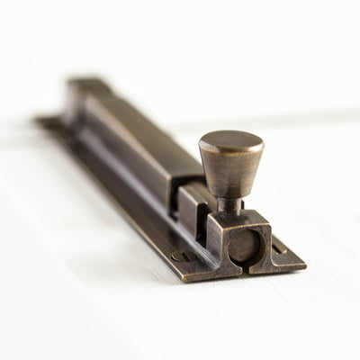 Square Section Barrel Bolt in Distressed Antique Brass finish.