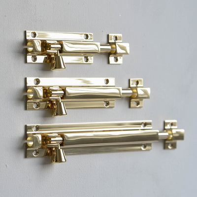 Square Section Barrel Bolts in three sizes ascending from the top.