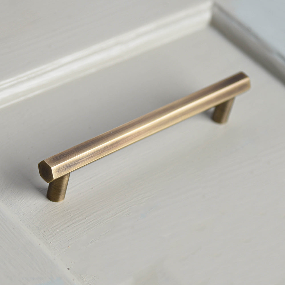 Hex Pull Handle in light antique brass