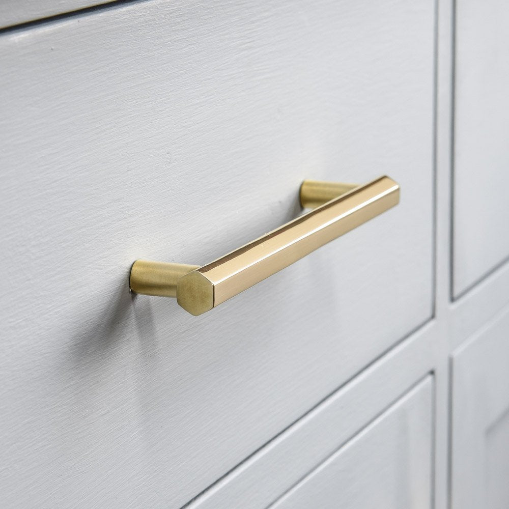 Hex Pull Handle in polished brass.