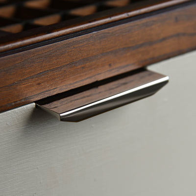 Solid brass Tapered Cabinet Edge Pull in Polished Nickel plated finish.