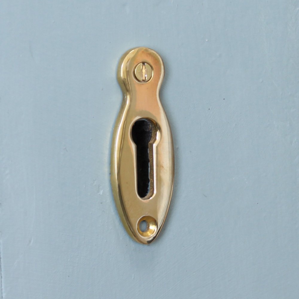 Solid Polished Brass Teardrop Escutcheon Without Cover.