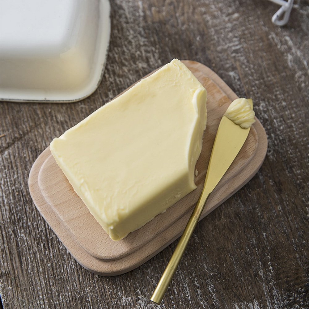 Beechwood lid for enamel butter dish