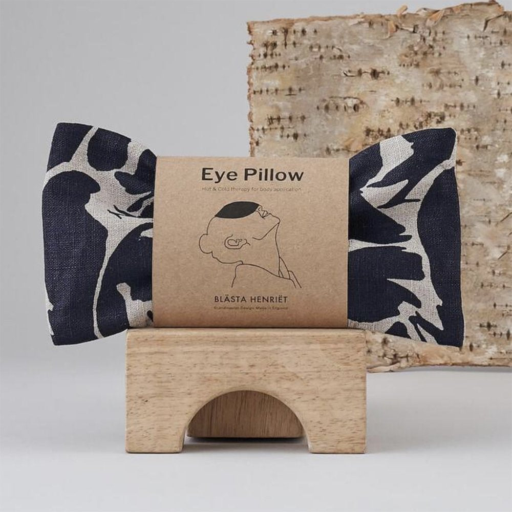 linen wheat filled eye pillow in navy and white design