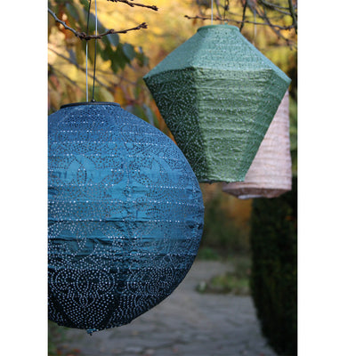 Blue Globe Shaped Solar Lantern Light in Garden