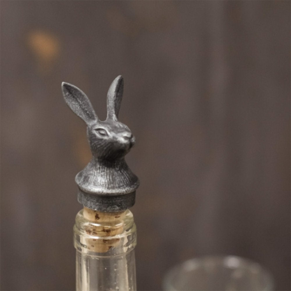 Hare Head Shaped Wine Bottle Stopper in Antique Iron