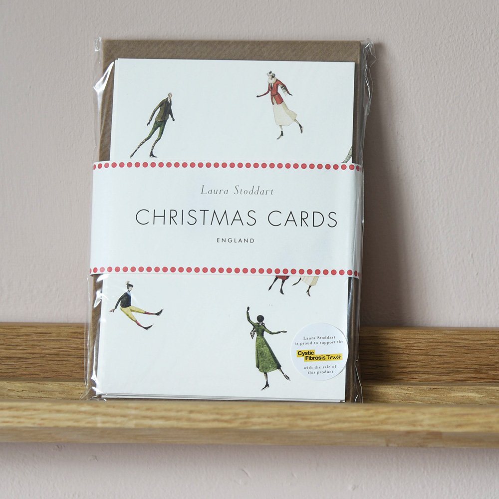laura stoddart ice skaters christmas cards pack of 10