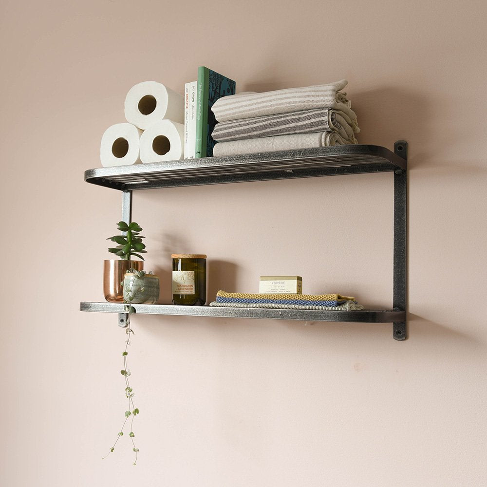 Alternative view of steel double wall shelf with rounded edges