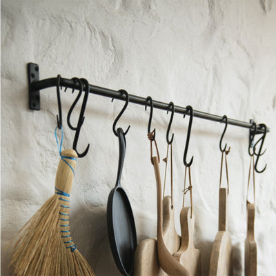 Laila Iron Hanging Rail in Antique Black on Wall