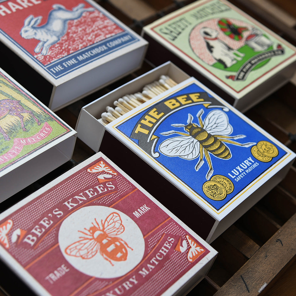 Detail of Five Boxes of Large Luxury Matches in Various Animal Collection Designs