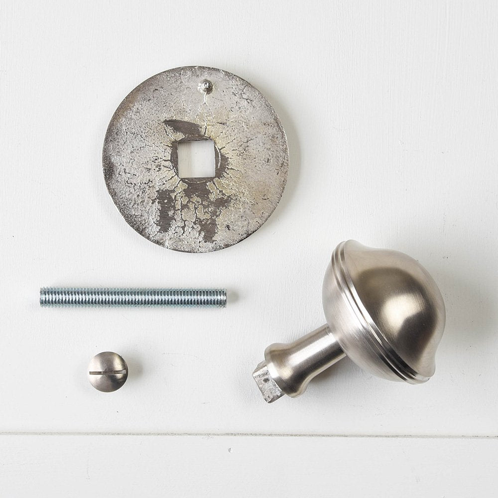 Large Round Door Pull in Satin Nickel with Bolt Fixings
