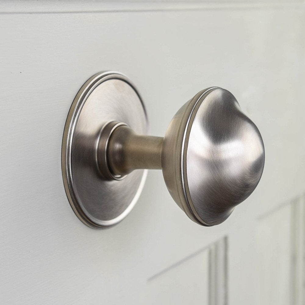 Large Round Door Pull in Satin Nickel from Side