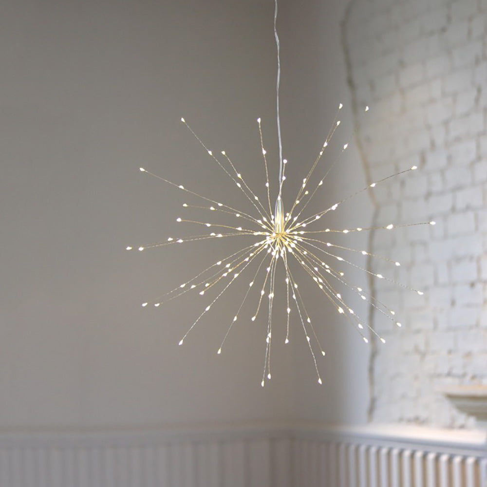 Large Hanging Silver Starburst LED Light