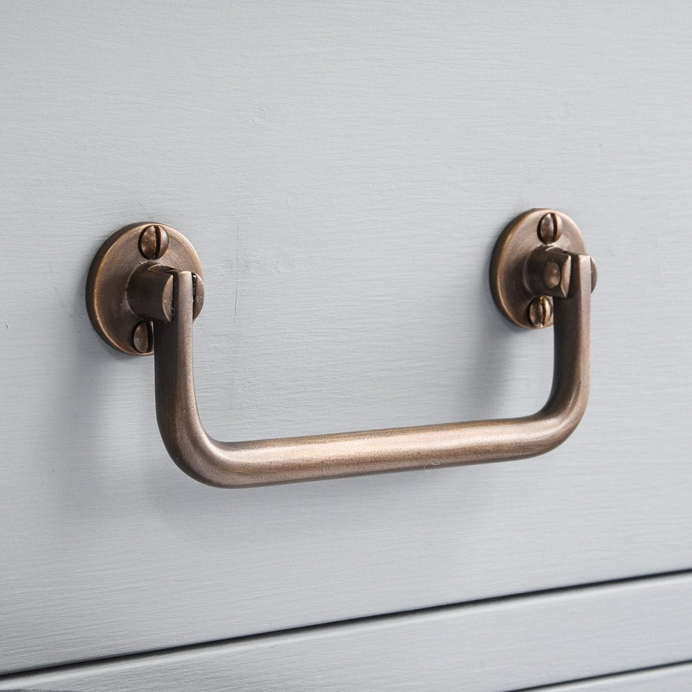 Lifting Drawer Pull Handle in Distressed Antique Brass