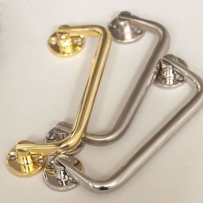 Three Lifting Drawer Pull Handles in Brass and Nickel