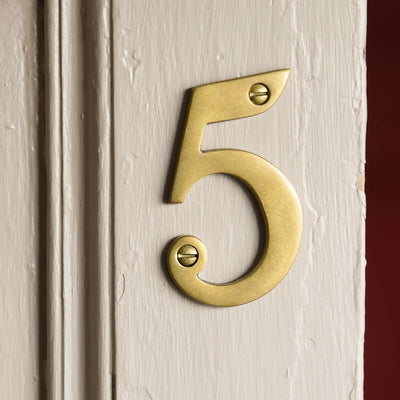 Aged Brass House Number 5