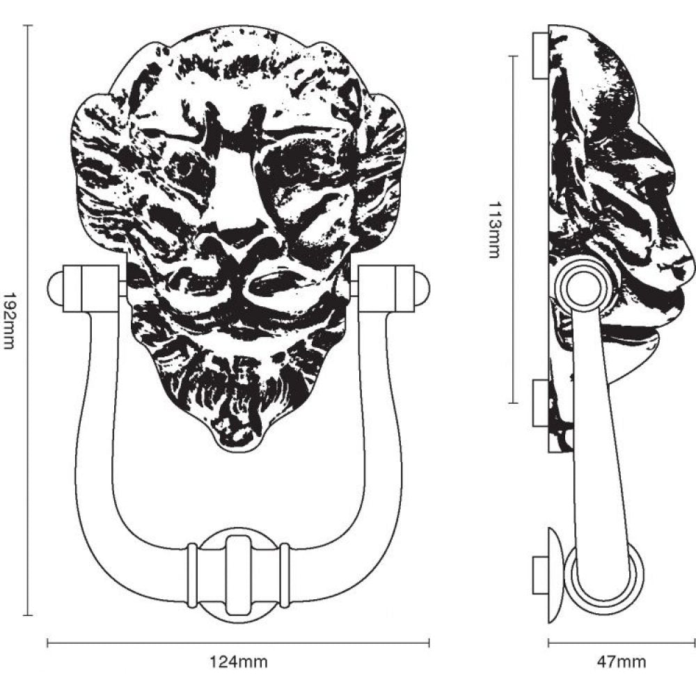 Dimensions of Large Brass Lion Door Knocker