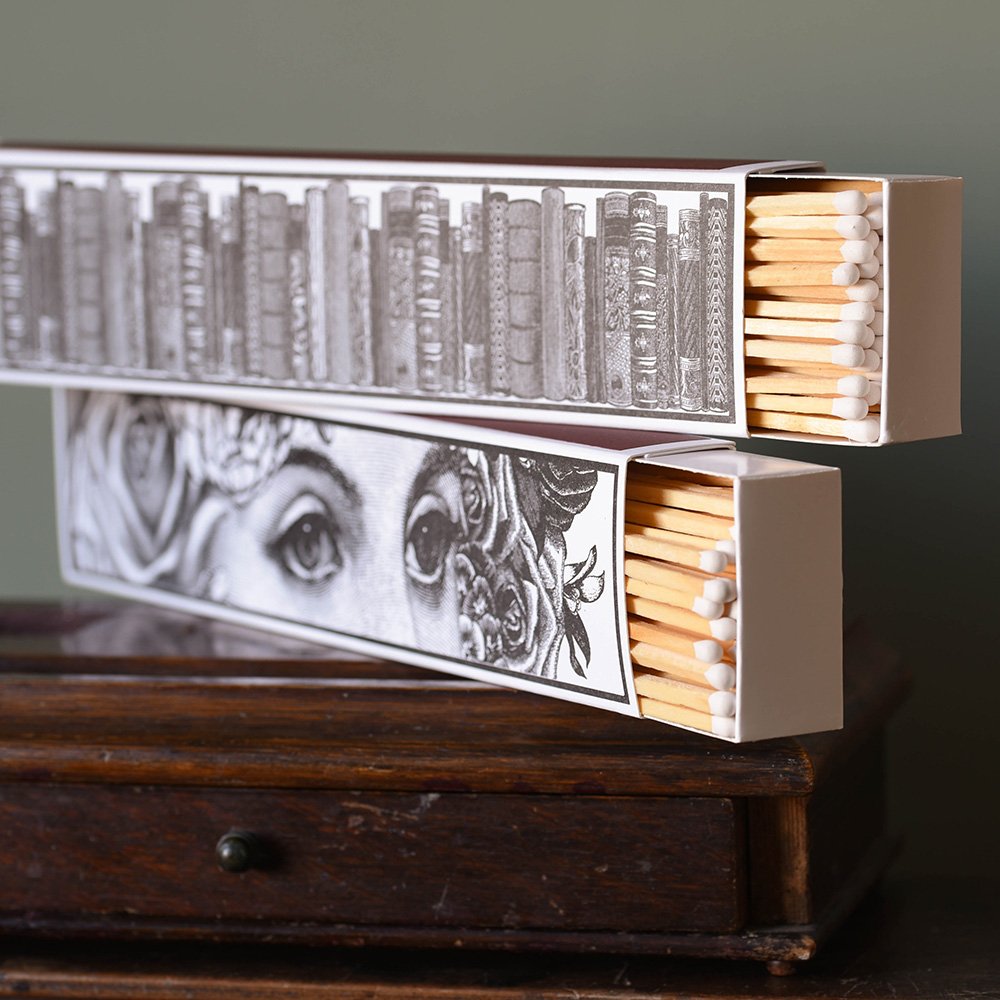 Two Boxes of Extra Long Luxury Matches in the 'Library' and 'Wide Eyes' Chase & Wonder Designs