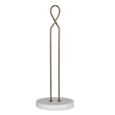 Kitchen roll holder with marble base and bronze neck