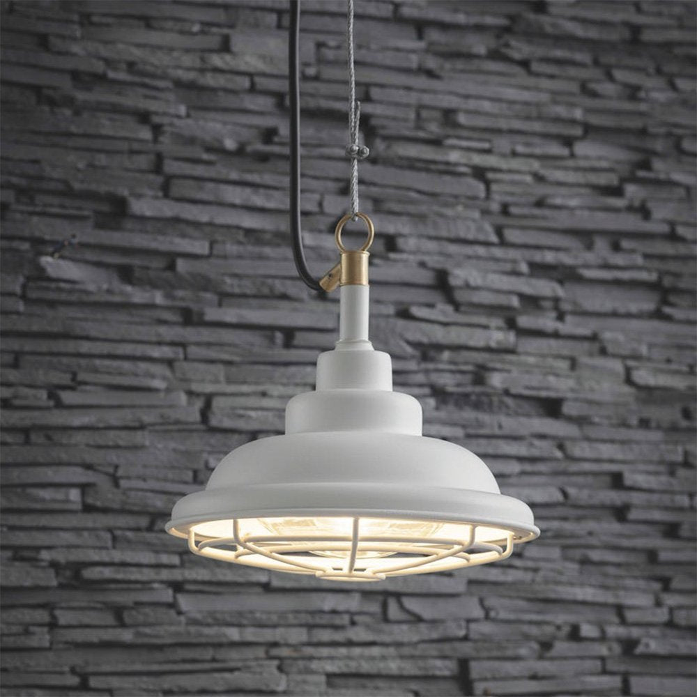 Stylish naval ship style pendant light in lily white