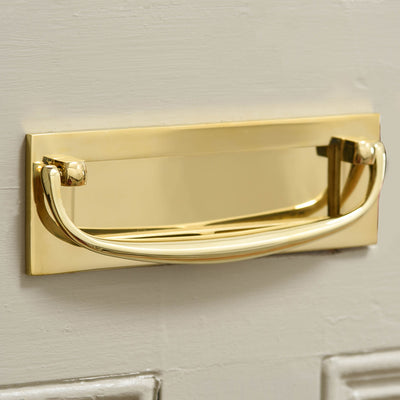 Marlborough Letterplate with Clapper in Polished Brass on Front Door