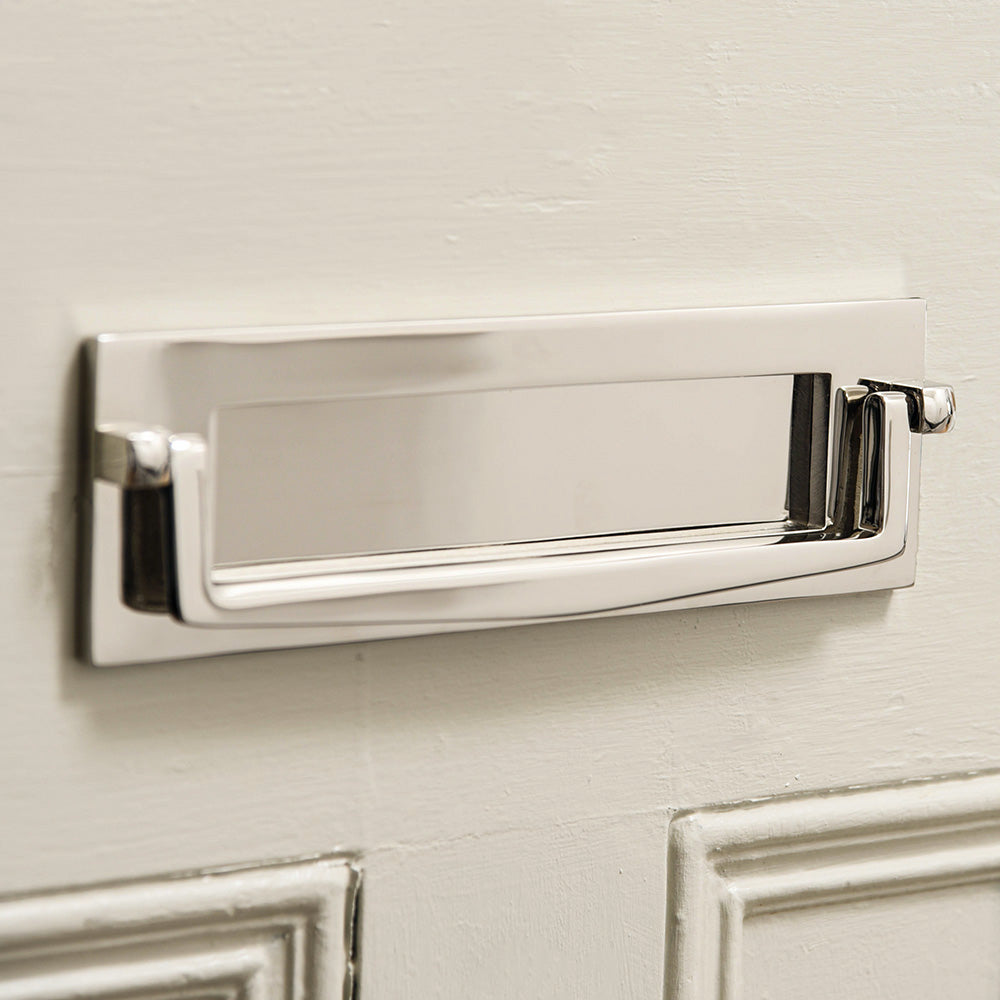 Marlborough Letterplate with Clapper in Polished Nickel on Front Door