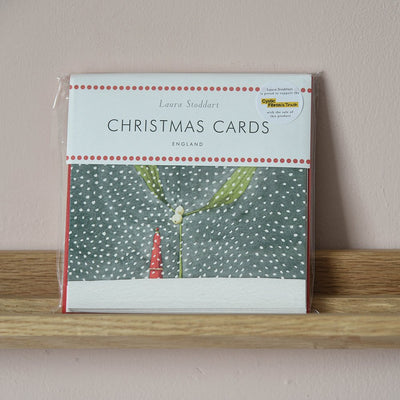 Laura Stoddart mistletoe in the snow christmas cards pack of 8