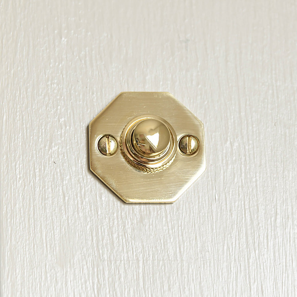 Octagonal Bell Push in Polished Brass