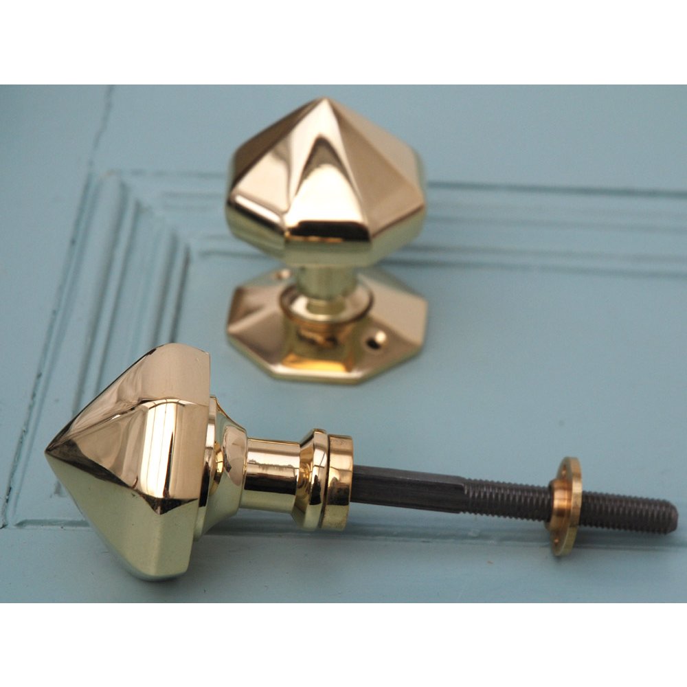Components of Solid Brass Pointed Octagonal Door Knobs,
