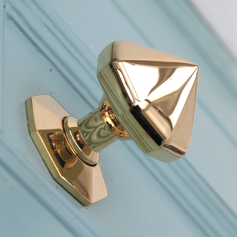 Solid Brass Pointed Octagonal Door Pull.