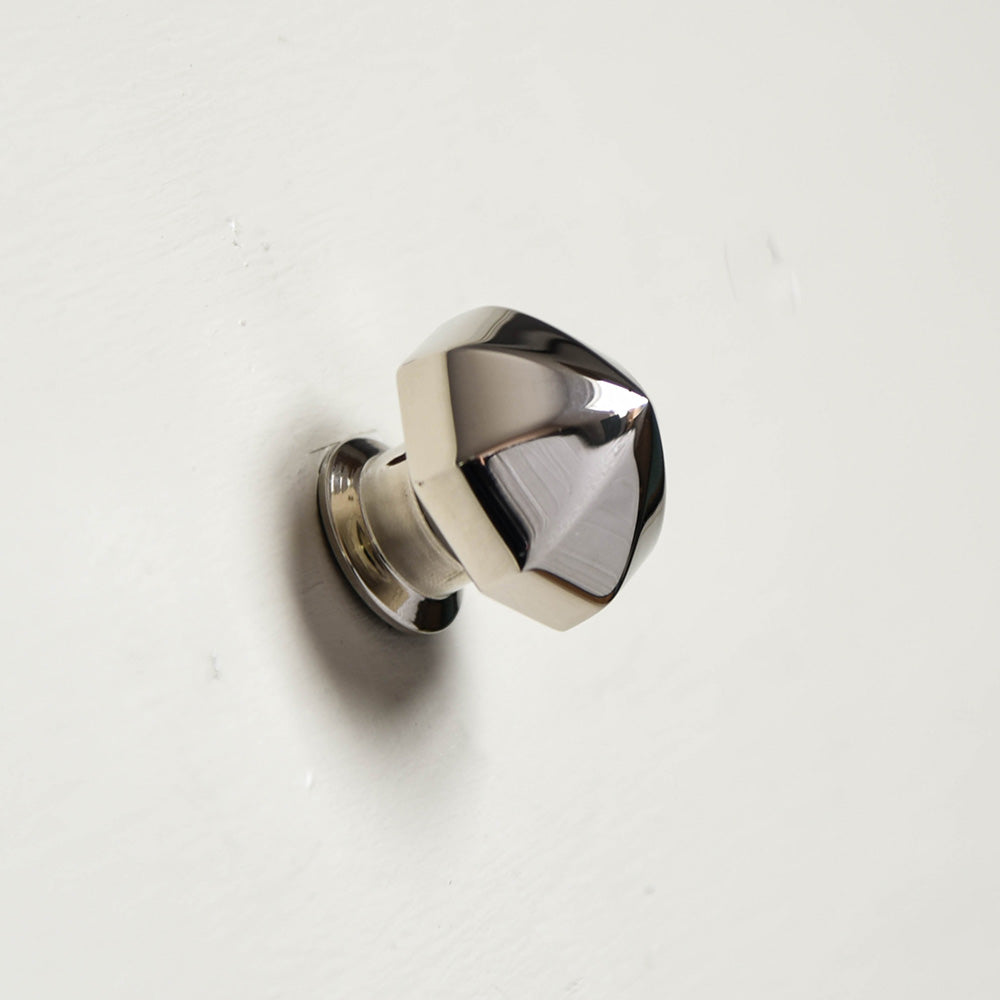 Pointed octagonal nickel cabinet knob