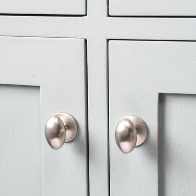 Alternate angle of Oval Satin Nickel Cabinet Knobs.