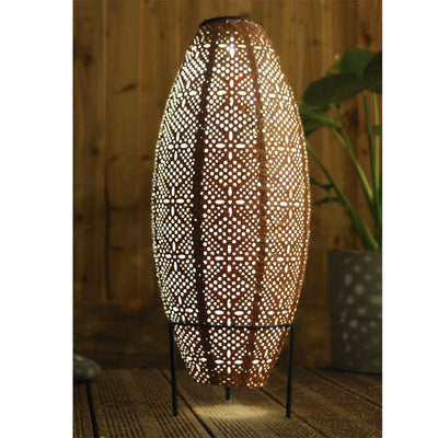 Brown Oval Shaped Solar Lantern Light on Stand