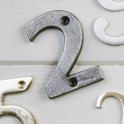 A No: 2 House number in a pewter finish